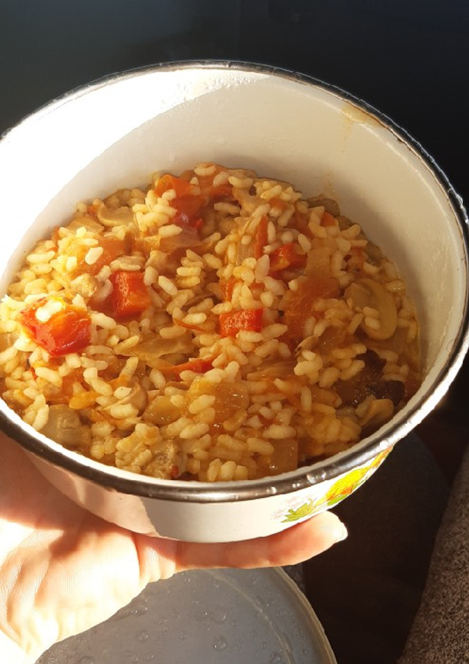 Una foto de Arroz con champiñones