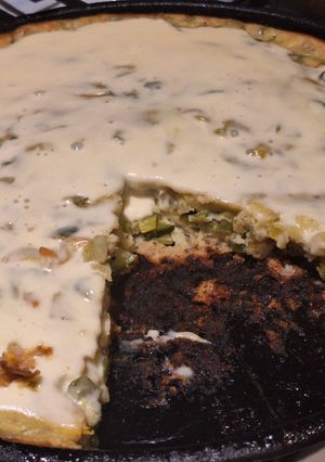 Una foto de "Fainá" de zapallitos, gratinada