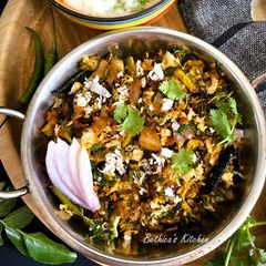 A picture of Hagalakayi Palya (Bitter Gourd Stir Fry - Karnataka style).
