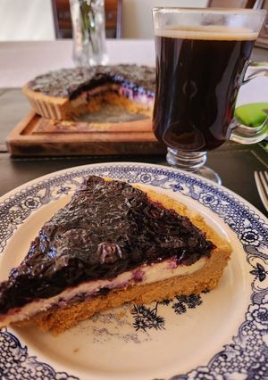 Una foto de Cheesecake de Arándanos