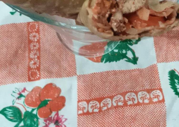 Recipe of Tastefully Orange chicken tikka paratha roll
