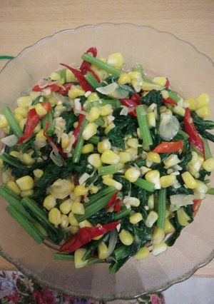 Foto resep Oseng caesim + jagung manis