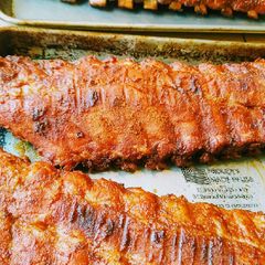 A picture of I want my baby back, baby back, baby back ribs.