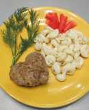 Отбивная из печени с рожками