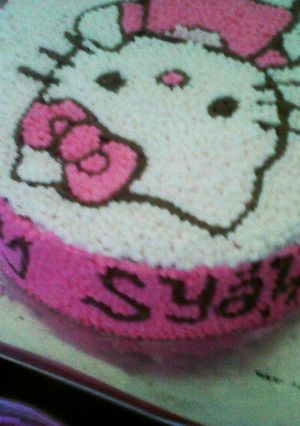 Foto resep Kue ulang tahun hello kitty (buttercream sablon)