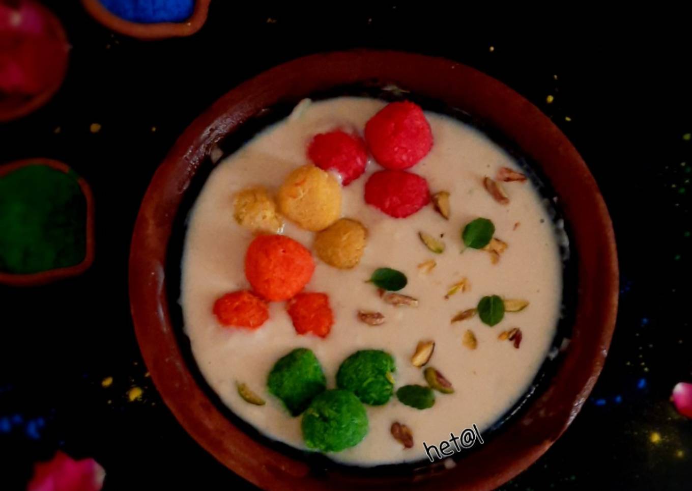 Rabdi with colourful coconut ladoo