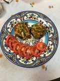 Portobello relleno de flor de calabaza