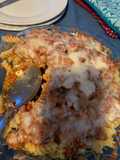 Pasta con carne y queso al horno