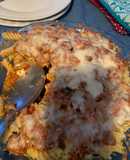 Pasta con carne y queso al horno