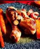 Muslitos de pollo al horno con verduras glaseadas