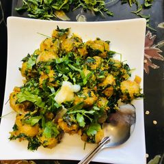 A picture of Jowar dumpling with Veg Methi.