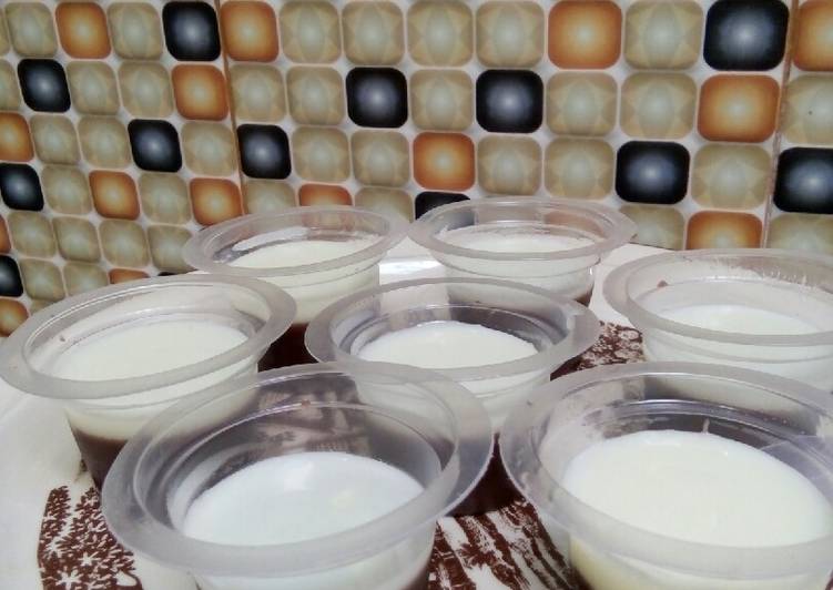 Cara memasak Puding cokelat fla Vanilla  yang Enak