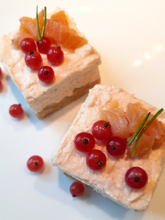 A picture of Smoked Salmon and Red Currant Cheesecake.