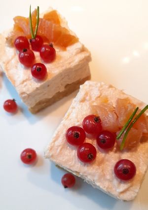 A picture of Smoked Salmon and Red Currant Cheesecake.
