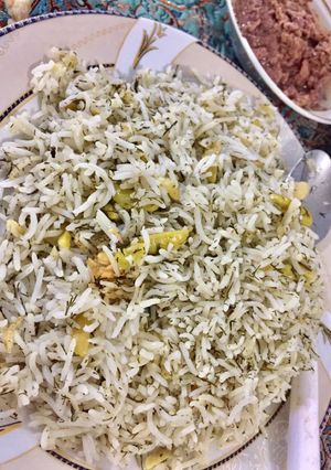 عکسی از دستور باقالی پلو با تن ماهی