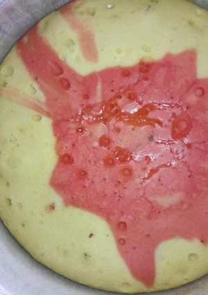 A picture of Strawberry vanilla cake without oven #charityrecipe.