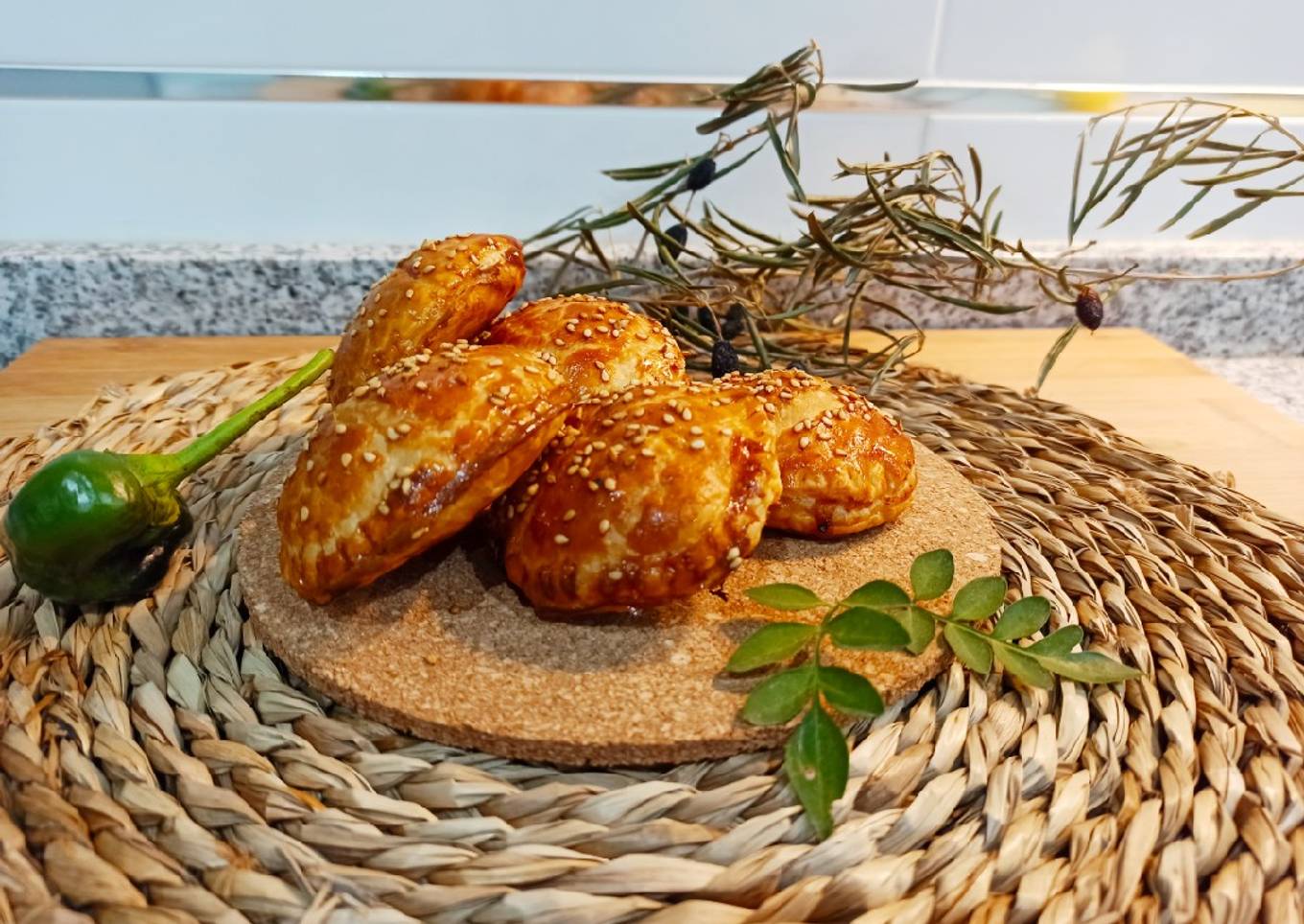 Sombreritos de hojaldre rellenos 🥟