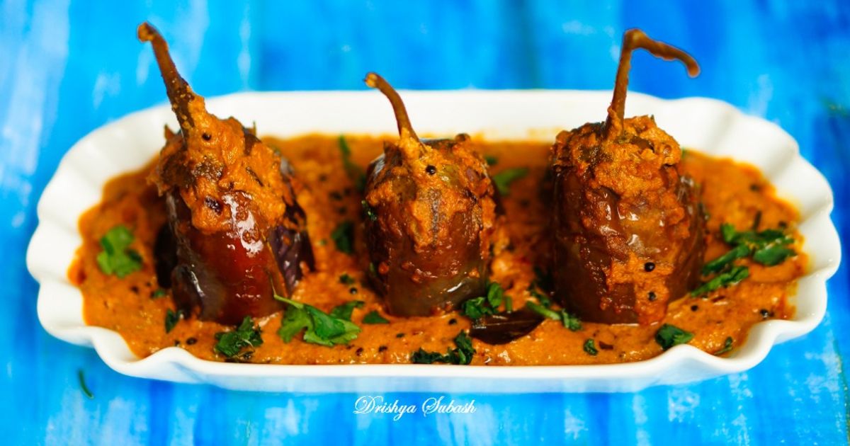 Bharli Vangi [ Stuffed Brinjal / Stuffed Eggplant] Recipe by Drishya ...