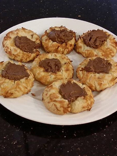 A picture of Chocolate Mousse Filled Coconut Shortbread Cookies.