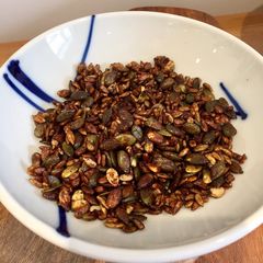Salty Sweet Spicy Honey and Tamari Glazed Seed Snacks A picture of Salty Sweet Spicy Honey and Tamari Glazed Seed Snacks.