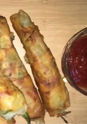 A picture of Stuffed chili samosas.