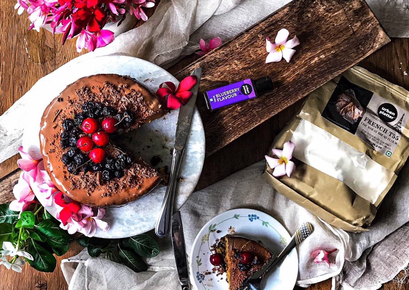 Blueberry chocolate cake