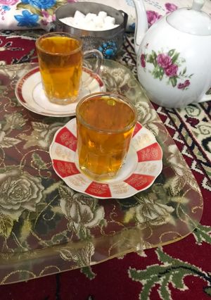 عکسی از دستور چای میوه ای همراه با زعفران