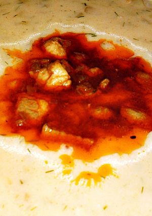 Vajbab főzelék, sertéslapocka pörkölttel recept fotója