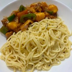 A picture of Aglio olio noodles - 20 mins recipe for loadshedding plan.