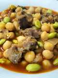 Potaje de garbanzos con mollejas y edamame sabor Cookpad
