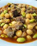 Potaje de garbanzos con mollejas y edamame sabor Cookpad