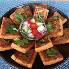 A picture of 🧑🏽‍🍳🧑🏼‍🍳 Asian Party Food ideas •Thai Appetizer Recipes•Thai Pork Toast |ThaiChef food.