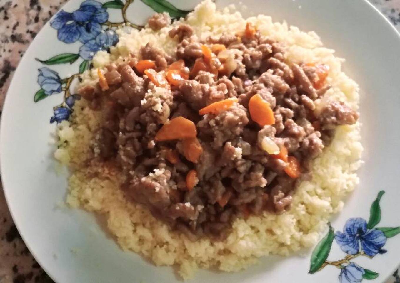 🌸Carne picada con verduras y cuscus🌸