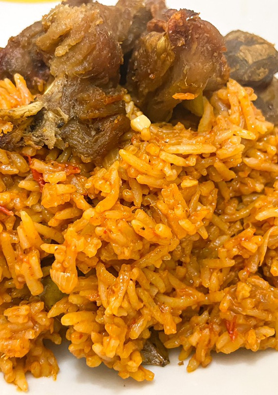 A picture of Smokey Jollof Rice.