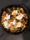 Smoked haddock, kale and butterbean baked eggs