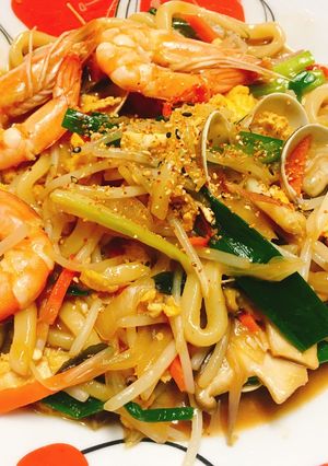 海鮮炒烏龍 的食譜成品照片