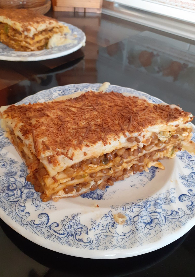 Una foto de Lasaña de lentejas👍