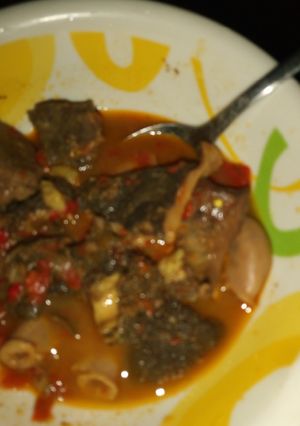 A picture of Assorted meat papper soup.