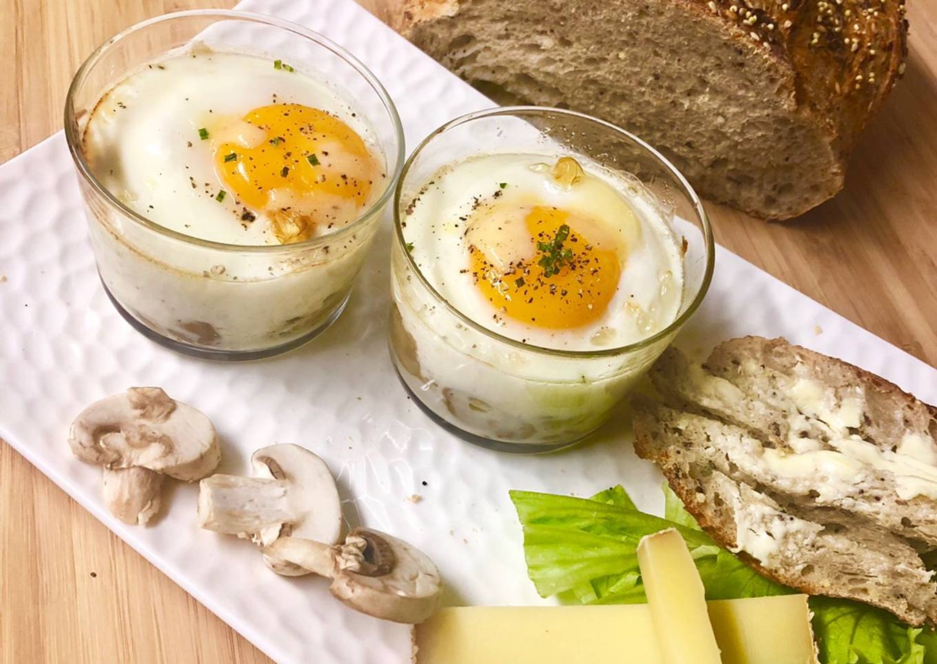 Œuf cocotte champignon/comté /ciboulette