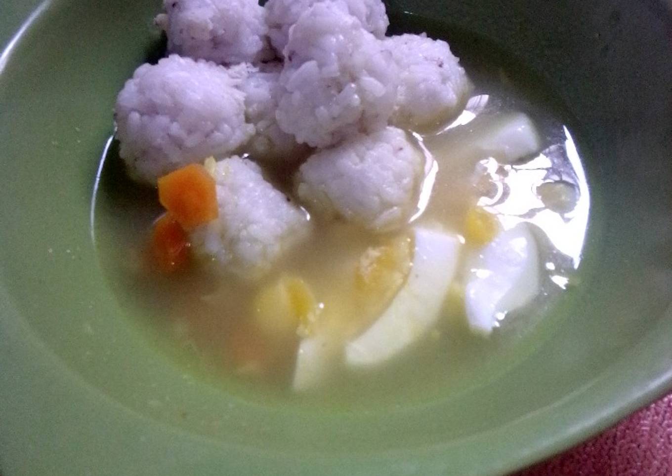 Bola nasi ikan kakap kuah soto