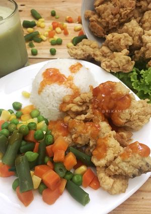 Foto resep Popcorn Ikan Salmon + mix vege