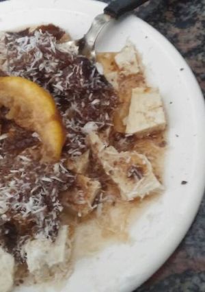 Una foto de Postre riquísimo de tofu y arrope