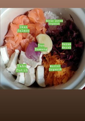 Foto resep MPASI 6 Bulan Ikan Salmon - Bayam Merah