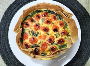 Foto principal de Pastel de espinacas, cherry y mascarpone en airfryer