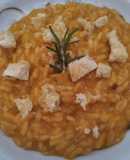Risotto alla zucca con pepite di parmigiano al microonde
