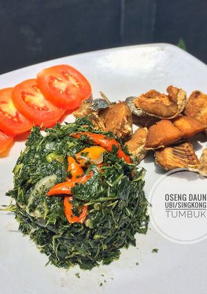 Foto resep Oseng daun ubi/singkong tumbuk
