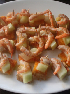 Una foto de Gambas con melón