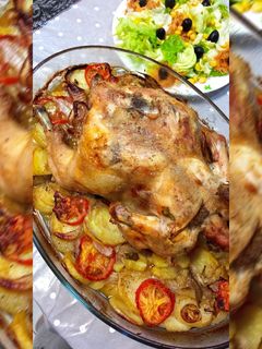 صورة لوصفة بطاطا ودجاج محمرين ولا اروع 🤤