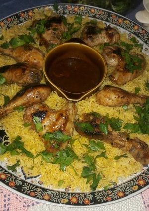 صورة لوصفة كبسة دجاج بالعسل 🍗انصحكم بتجربتا تجنن اليوم طريقة صوص العسل