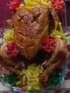 عکسی از دستور مرغ شکم پر خودم پز😋😋😋